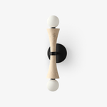 Obel Wall Sconce in Yellow Travertine with Opal Glass Globes