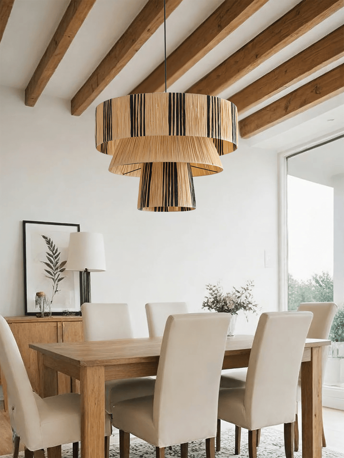 Zarora Handwoven Raffia Pendant Light – Natural Fiber Designer Lamp