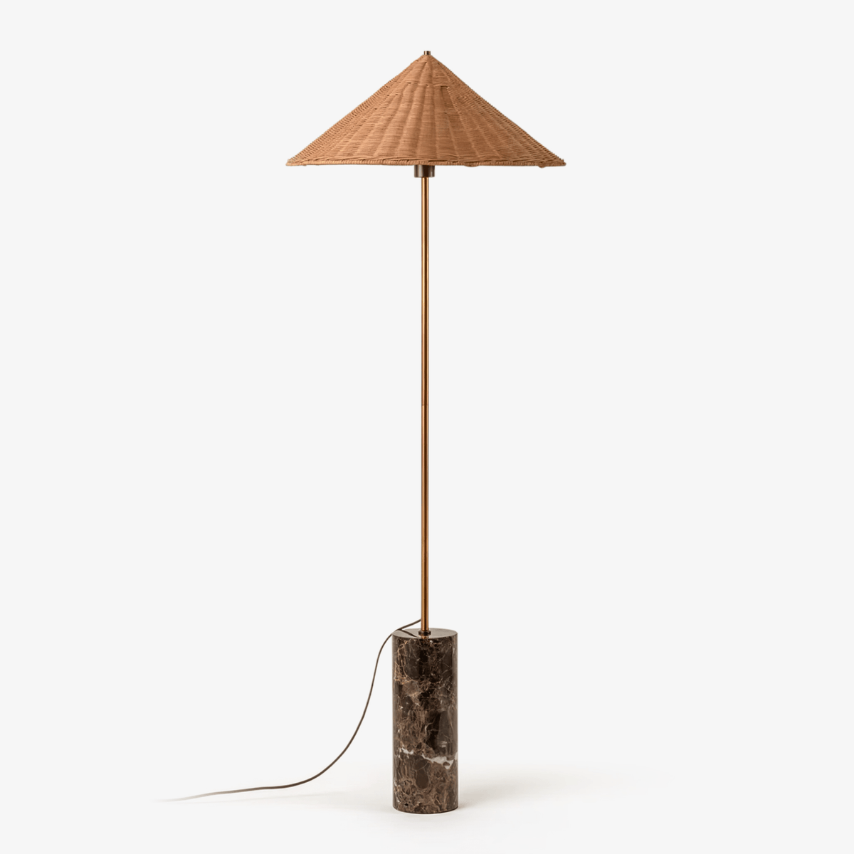 Tansu Rattan Floor Lamp with Marble Base – Modern Asian-Inspired Lighting for Living Room & Bedroom