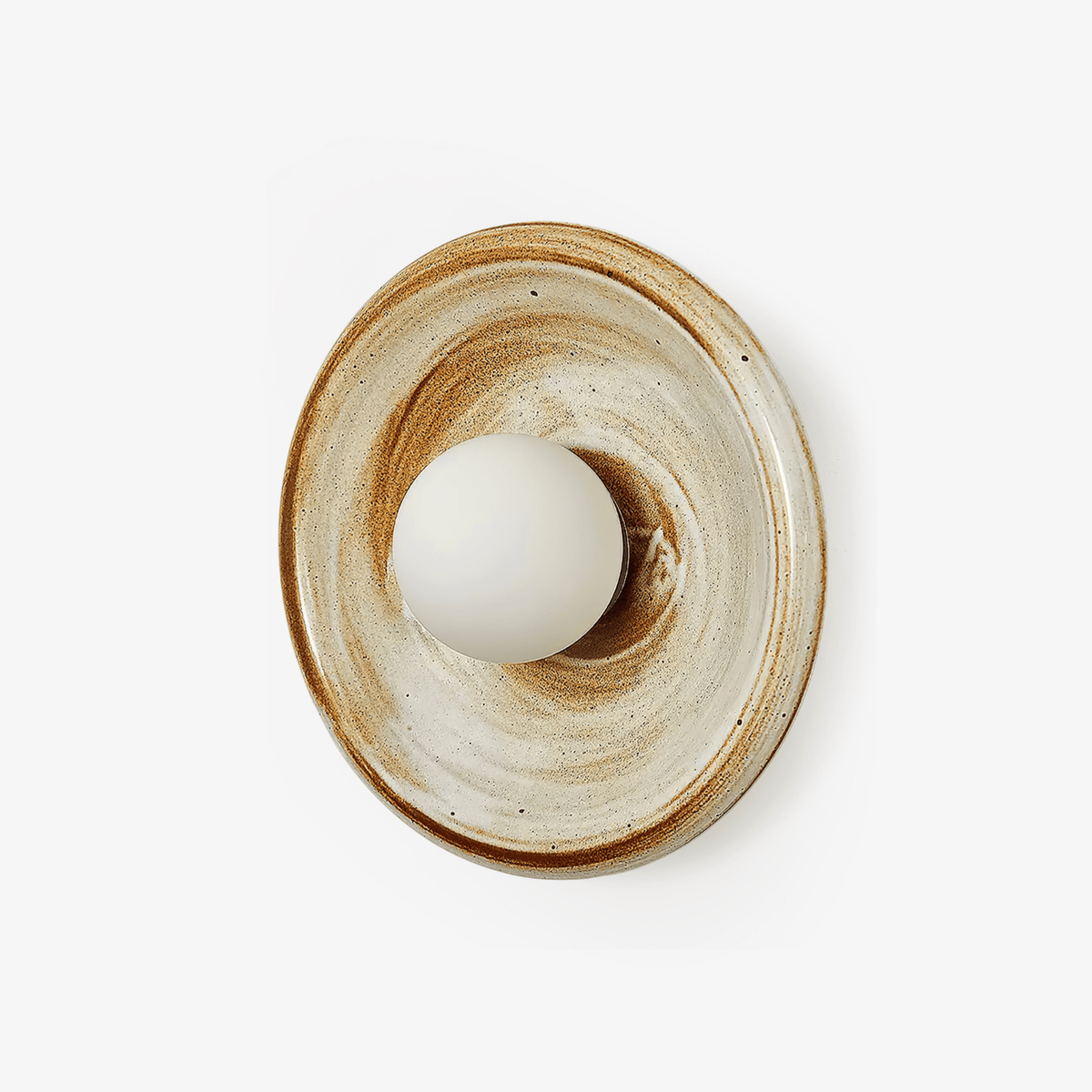 Solstice Swirl Ceramic Wall Sconce with Glowing Orb