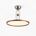 Orbito Semi Flush Ceiling Light in Walnut Wood Grain and Nickel