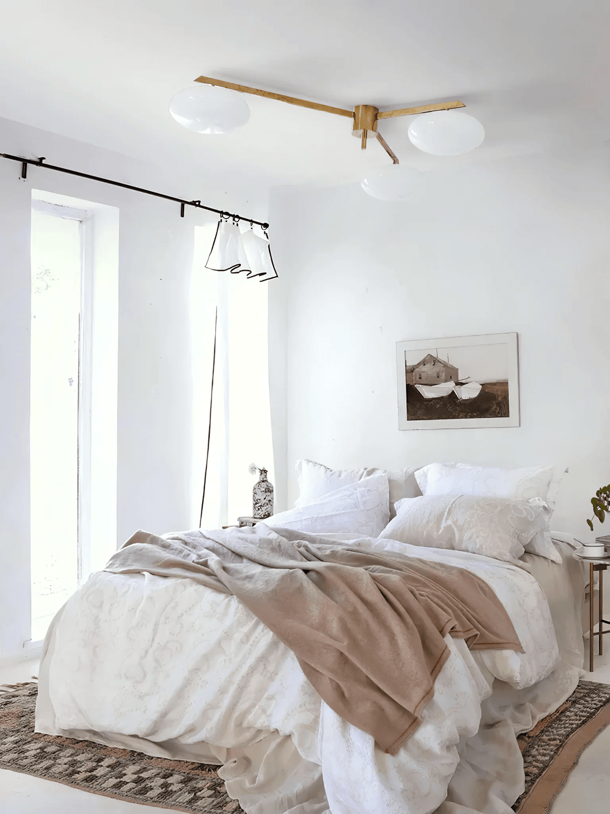 Astrora Globe Ceiling Light – Opal Glass & Brass Modern Chandelier