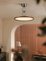 Orbito Semi Flush Ceiling Light in Walnut Wood Grain and Nickel