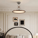 Orbito Semi Flush Ceiling Light in Walnut Wood Grain and Nickel