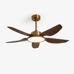 Sirocco Breeze Ceiling Fan with Integrated LED Light, Walnut and Brass, 42"