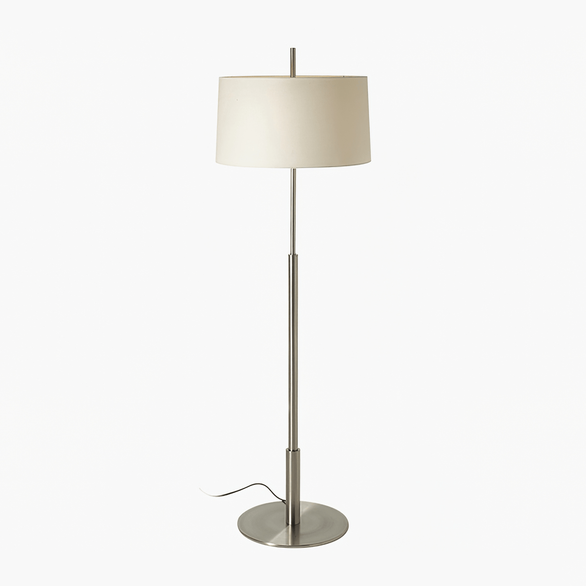 Rilume Modern Floor Lamp with Fabric Drum Shade in Nickel