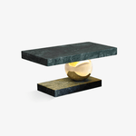 Levoro Stone Table Lamp with Green Marble and Gold Sphere