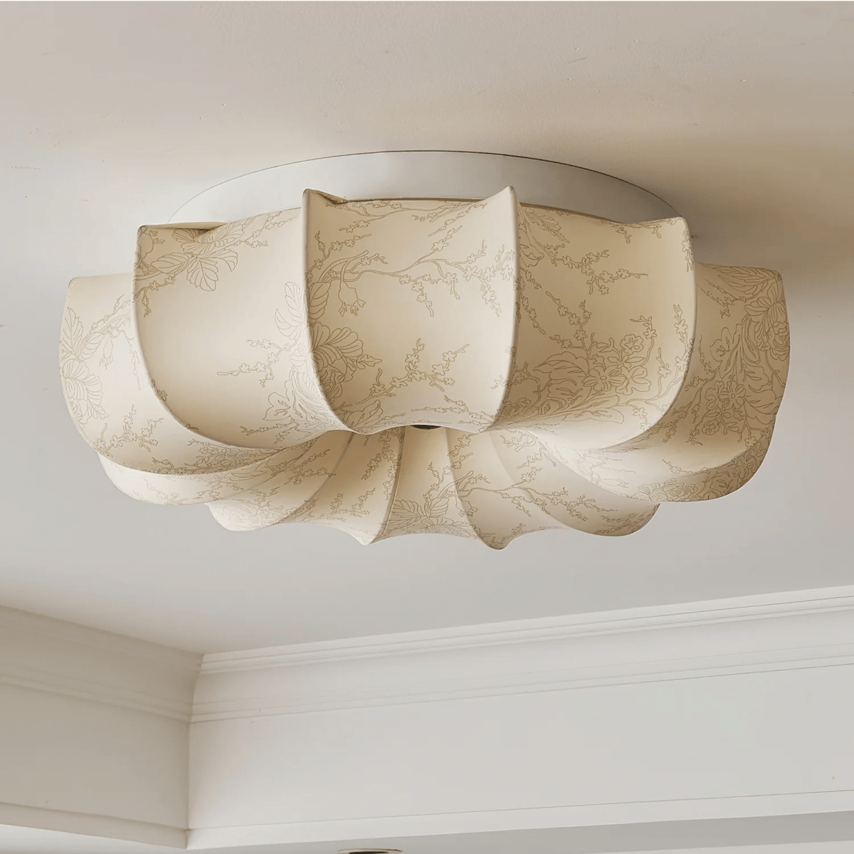 Floralis Ceiling Light – Designer Flush Mount with Fabric Shade