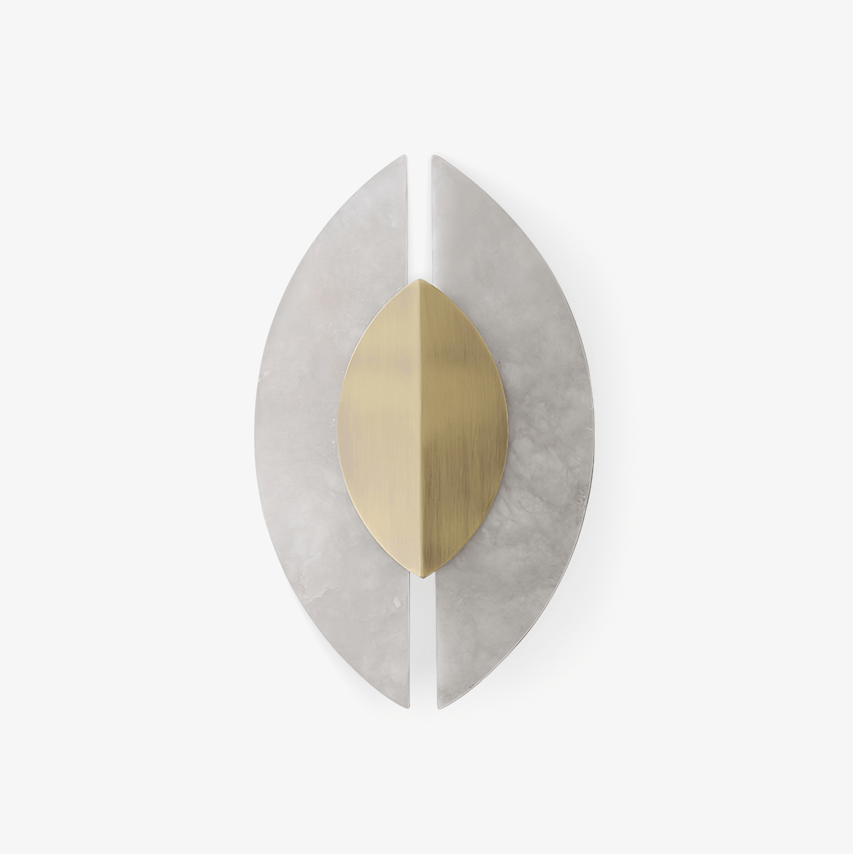 Solari Alabaster Leaf Wall Sconce in Brass and White Alabaster