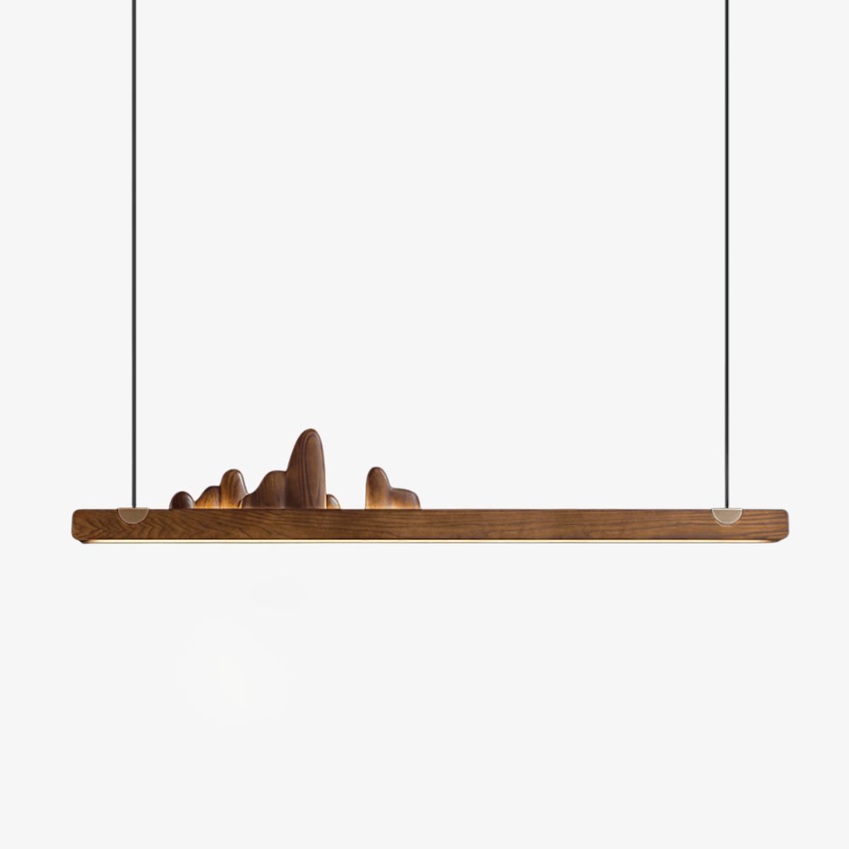 Zen Ridge Wooden Linear LED Pendant Light for Dining Room and Kitchen Island