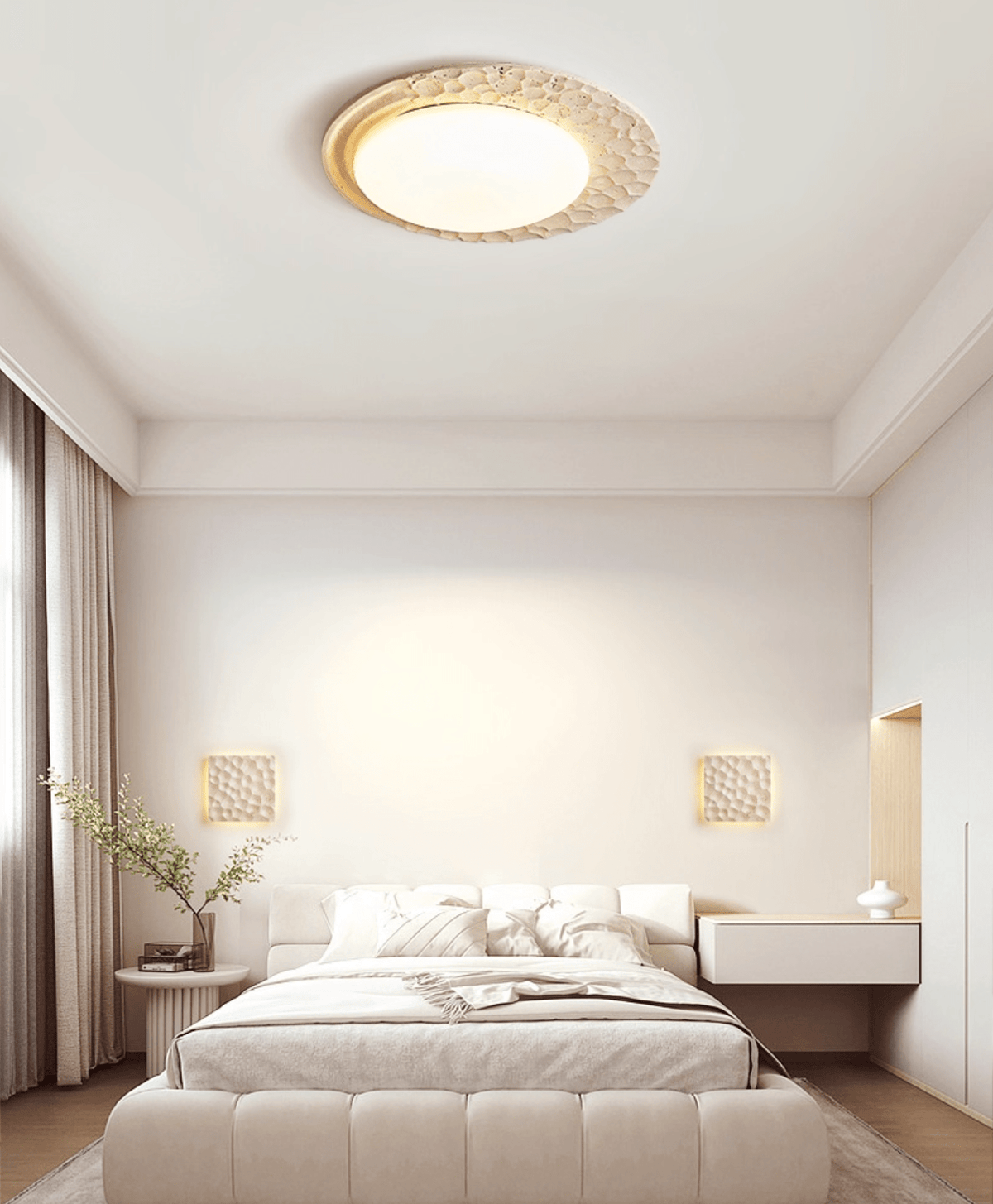 Venus Textured Stone Ceiling Light in Yellow Travertine