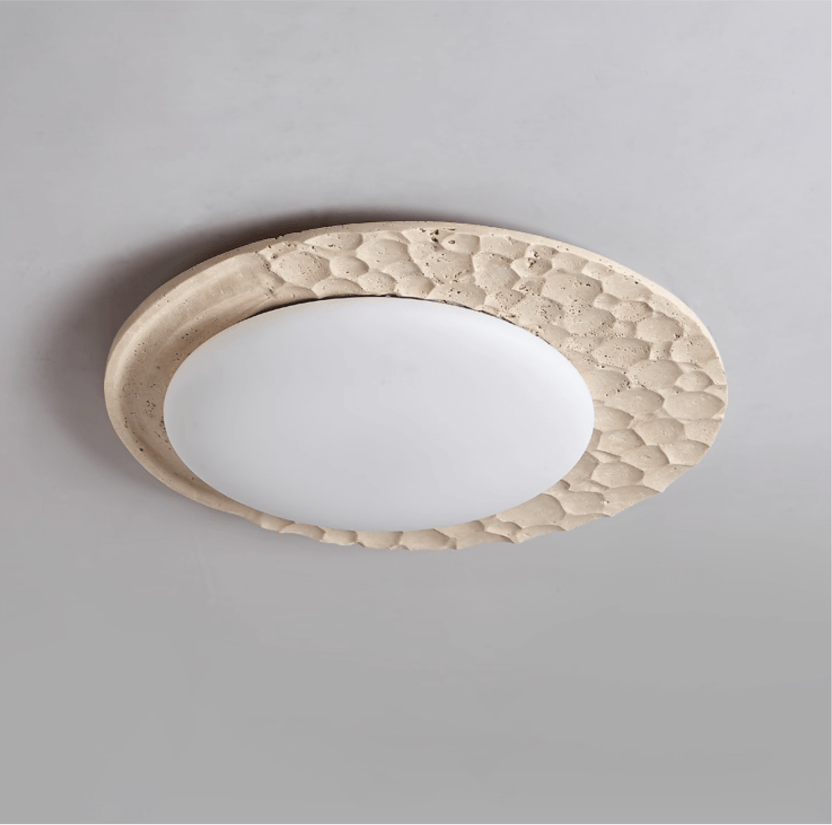 Venus Textured Stone Ceiling Light in Yellow Travertine
