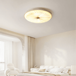 Heliora Travertine LED Flush Mount Ceiling Light, Modern Sunburst Design