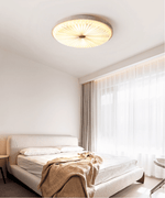 Heliora Travertine LED Flush Mount Ceiling Light, Modern Sunburst Design