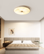 Heliora Travertine LED Flush Mount Ceiling Light, Modern Sunburst Design