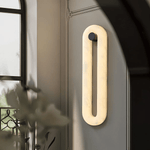 Alabaster Capsule Wall Sconce in Natural Stone with Black Mount