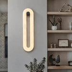 Alabaster Capsule Wall Sconce in Natural Stone with Black Mount