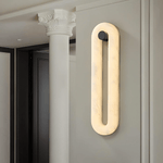 Alabaster Capsule Wall Sconce in Natural Stone with Black Mount