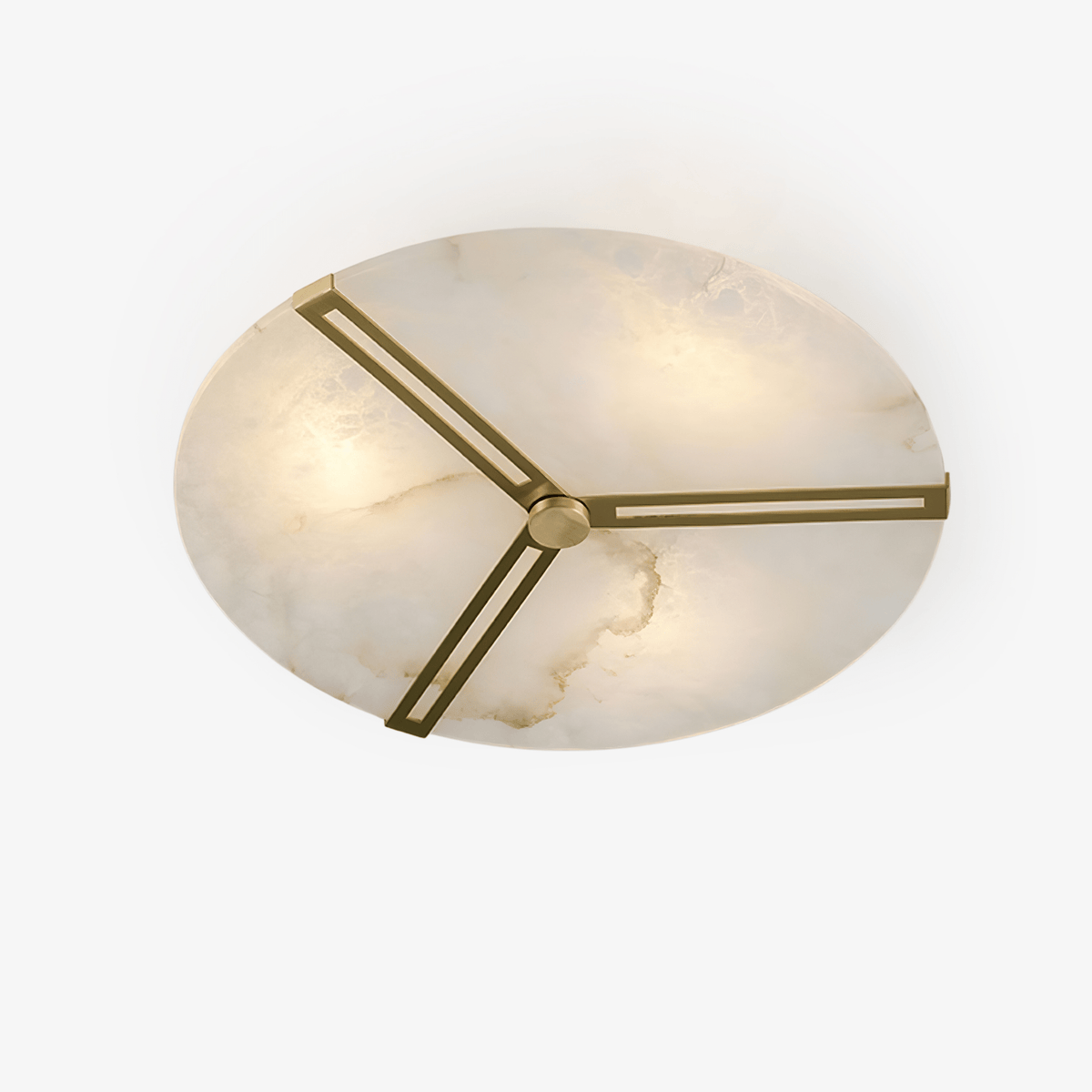Clocks Alabaster Ceiling Light – Modern Brass Flush Mount for Living Room & Bedroom