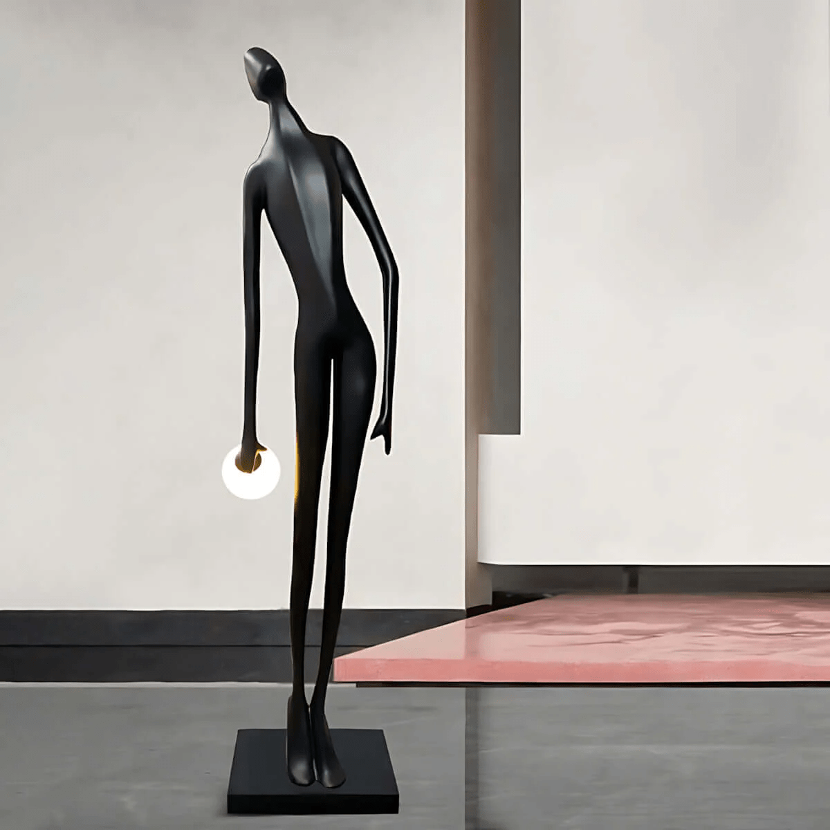 Noir Muse Sculptural Floor Lamp – Modern Art Deco Statement Lighting for Living Spaces