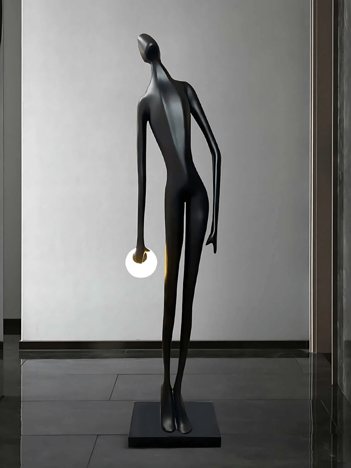 Noir Muse Sculptural Floor Lamp – Modern Art Deco Statement Lighting for Living Spaces