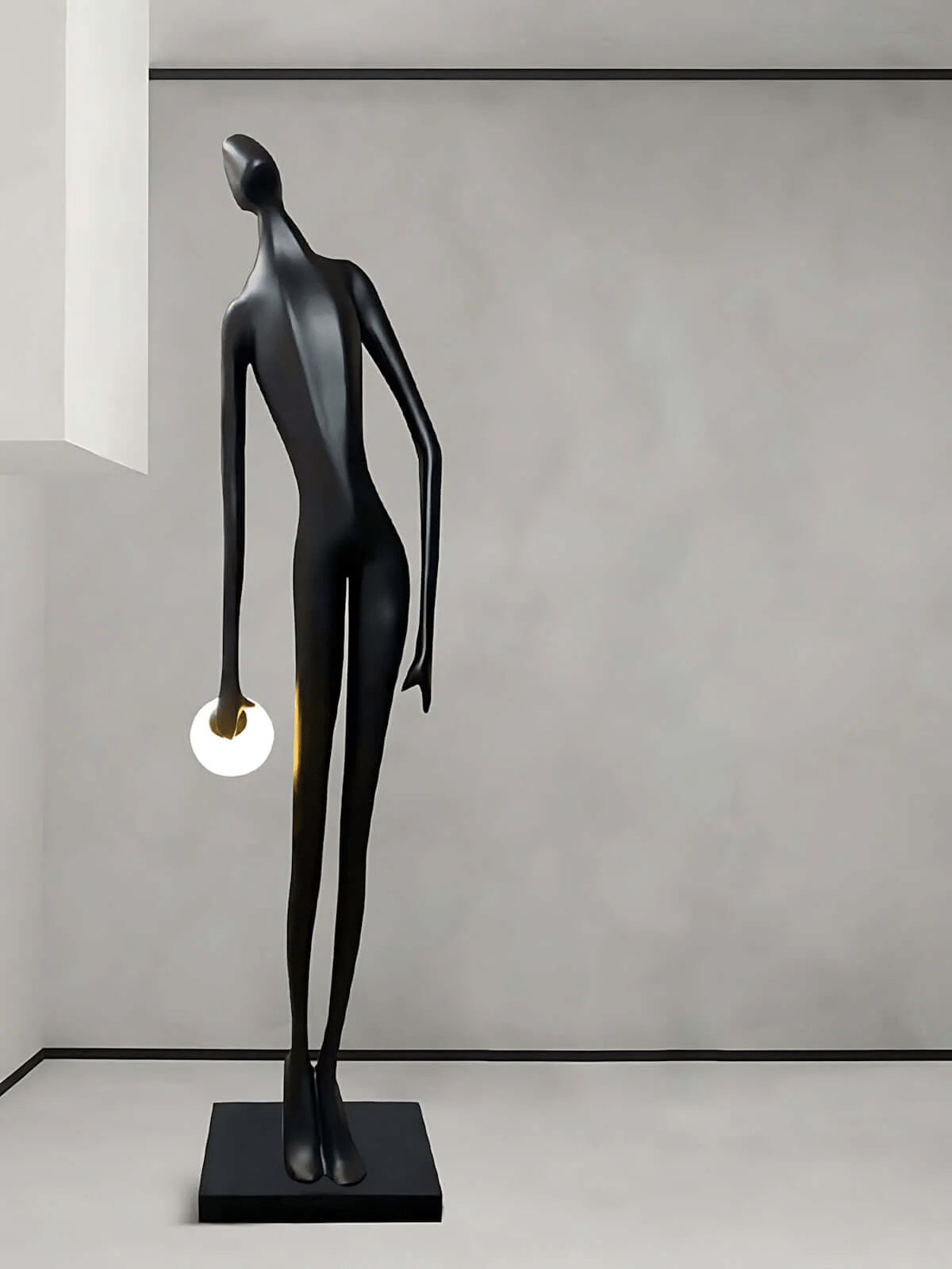 Noir Muse Sculptural Floor Lamp – Modern Art Deco Statement Lighting for Living Spaces