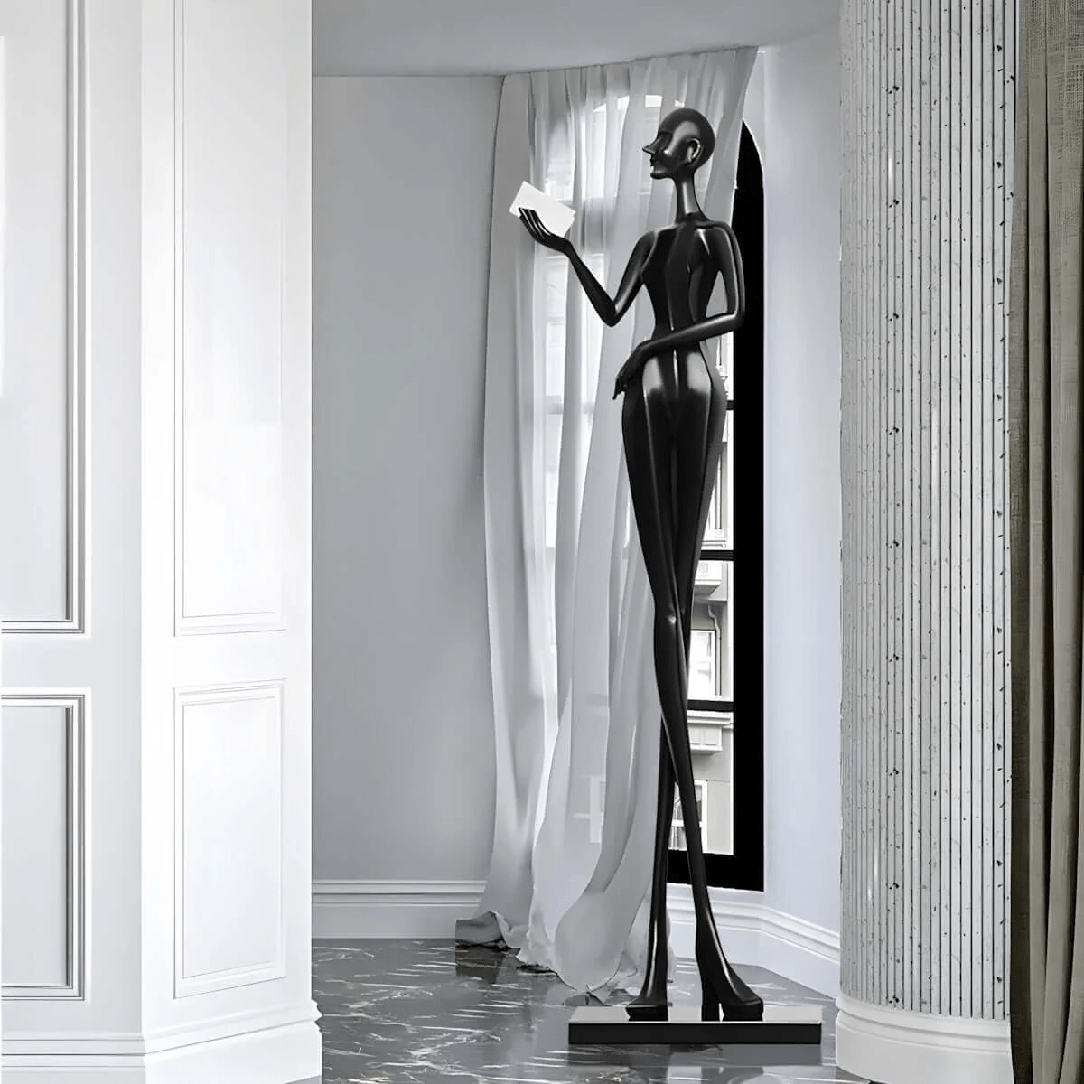 Elegant Lady Sculpture Ornaments – Modern Black Figurine for Living Room, Bedroom, and Office Décor