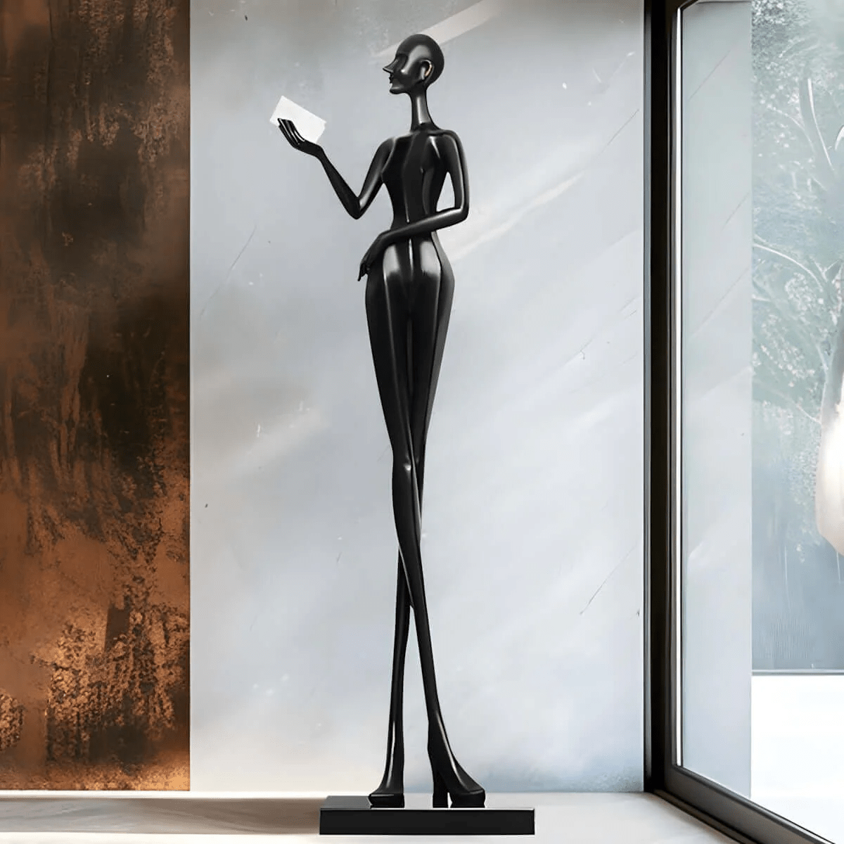 Elegant Lady Sculpture Ornaments – Modern Black Figurine for Living Room, Bedroom, and Office Décor