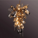 Faceted Art Glass Crystal Chandelier, 23-Light Gold Cluster for Dining & Living Spaces