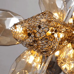 Faceted Art Glass Crystal Chandelier, 23-Light Gold Cluster for Dining & Living Spaces
