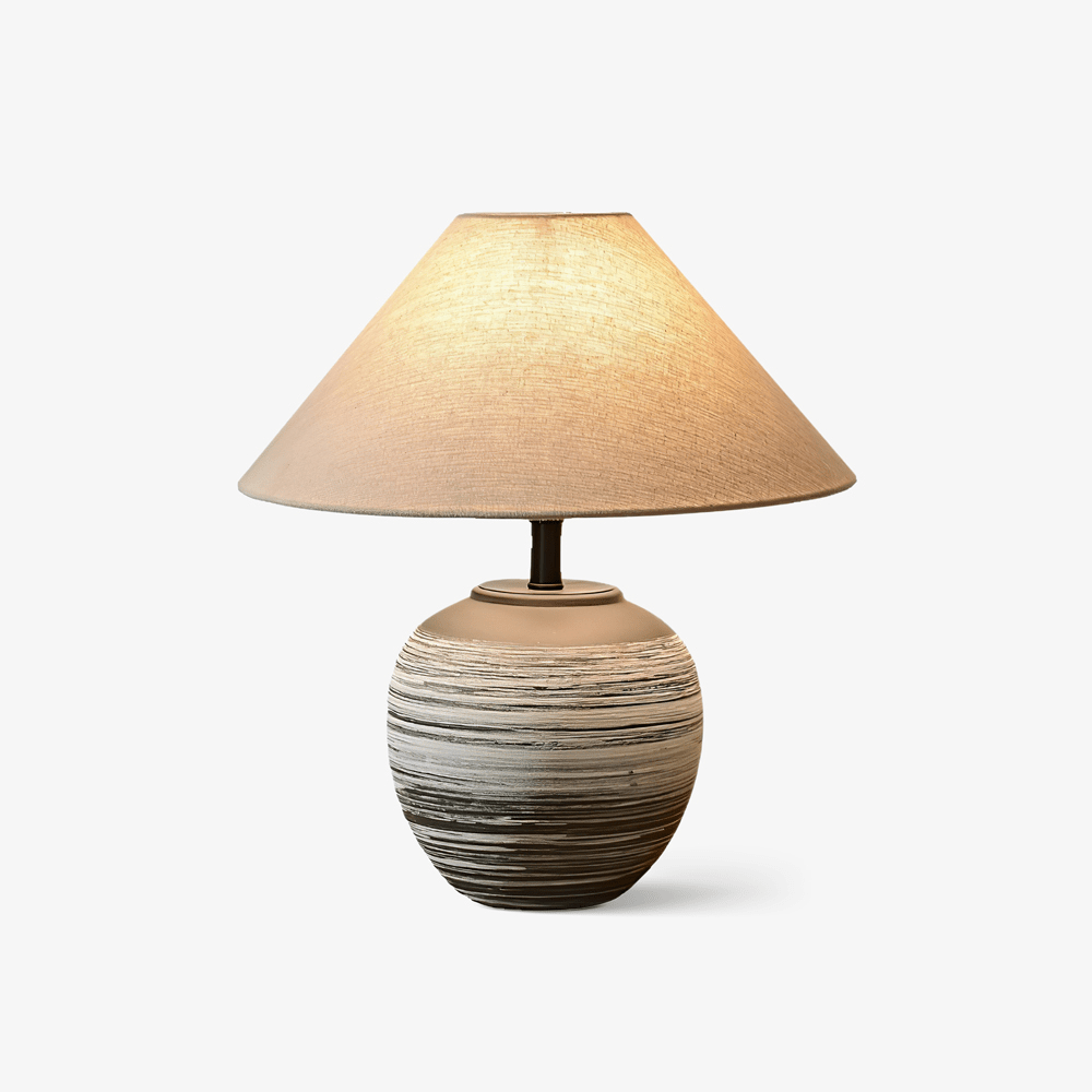 Strata Ceramic Table Lamp – Hand-Finished Layered Ceramic Base with Fabric Shade