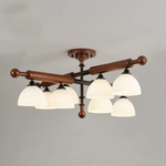 Alder Grove Flush Mount Ceiling Light in Walnut and Frosted Glass
