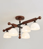 Alder Grove Flush Mount Ceiling Light in Walnut and Frosted Glass