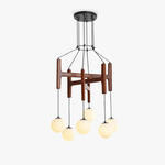 Lunna Orb Chandelier – Modern Wood and Glass Pendant Light