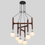 Lunna Orb Chandelier – Modern Wood and Glass Pendant Light