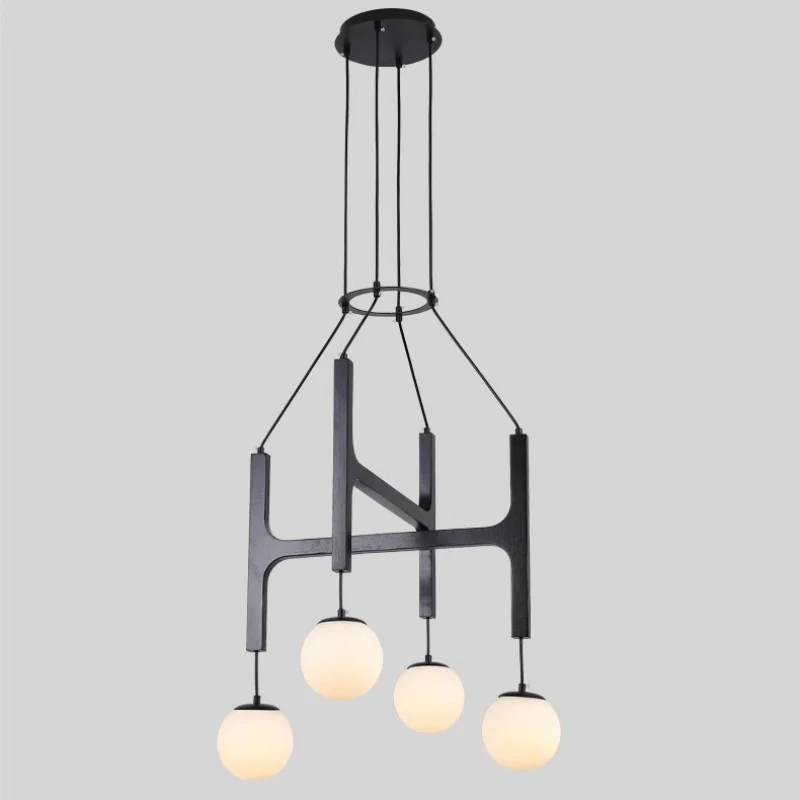 Lunna Orb Chandelier – Modern Wood and Glass Pendant Light