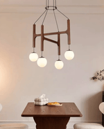 Lunna Orb Chandelier – Modern Wood and Glass Pendant Light