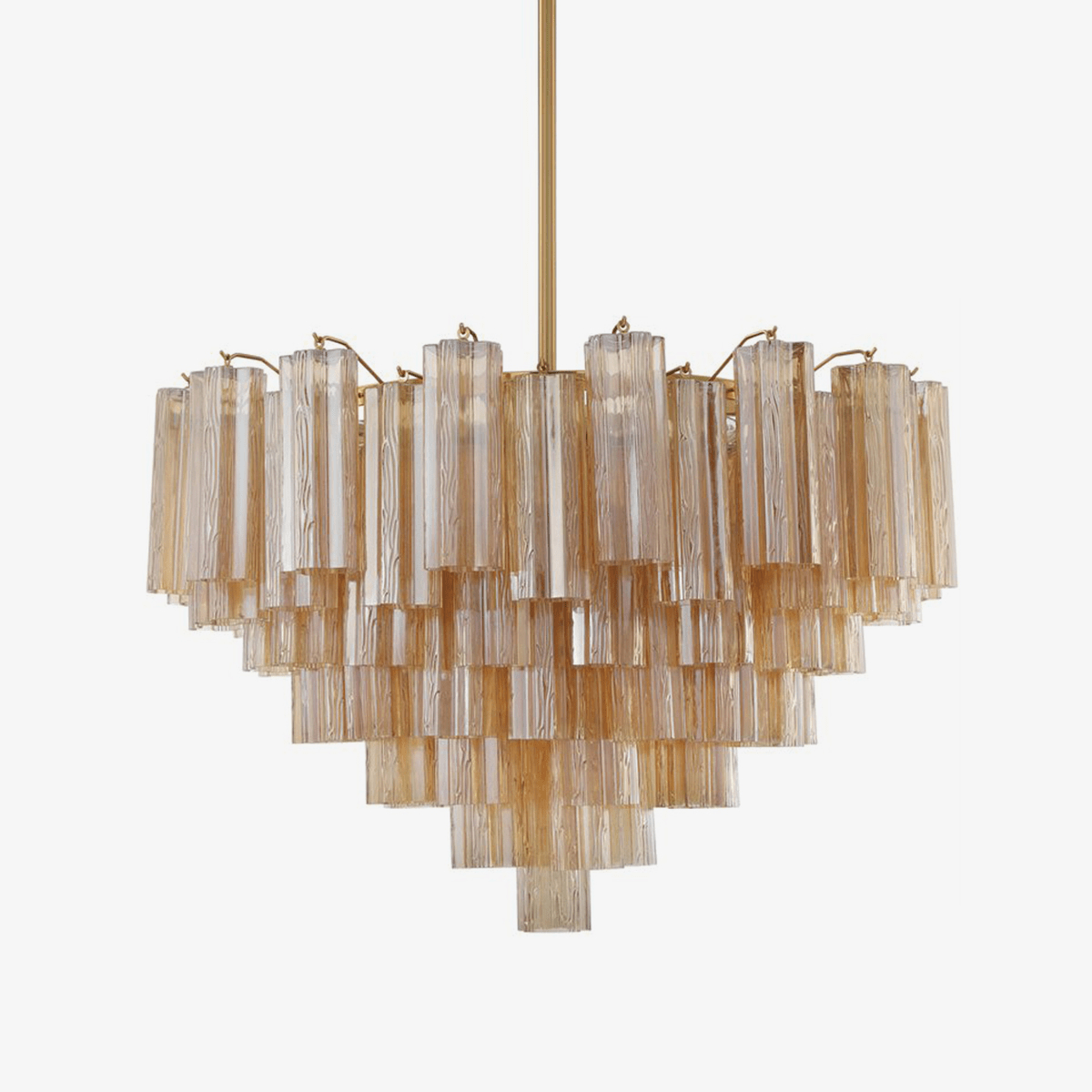 Eloria Glass Chandelier – Modern Fluted Glass Pendant Light, Gold Finish