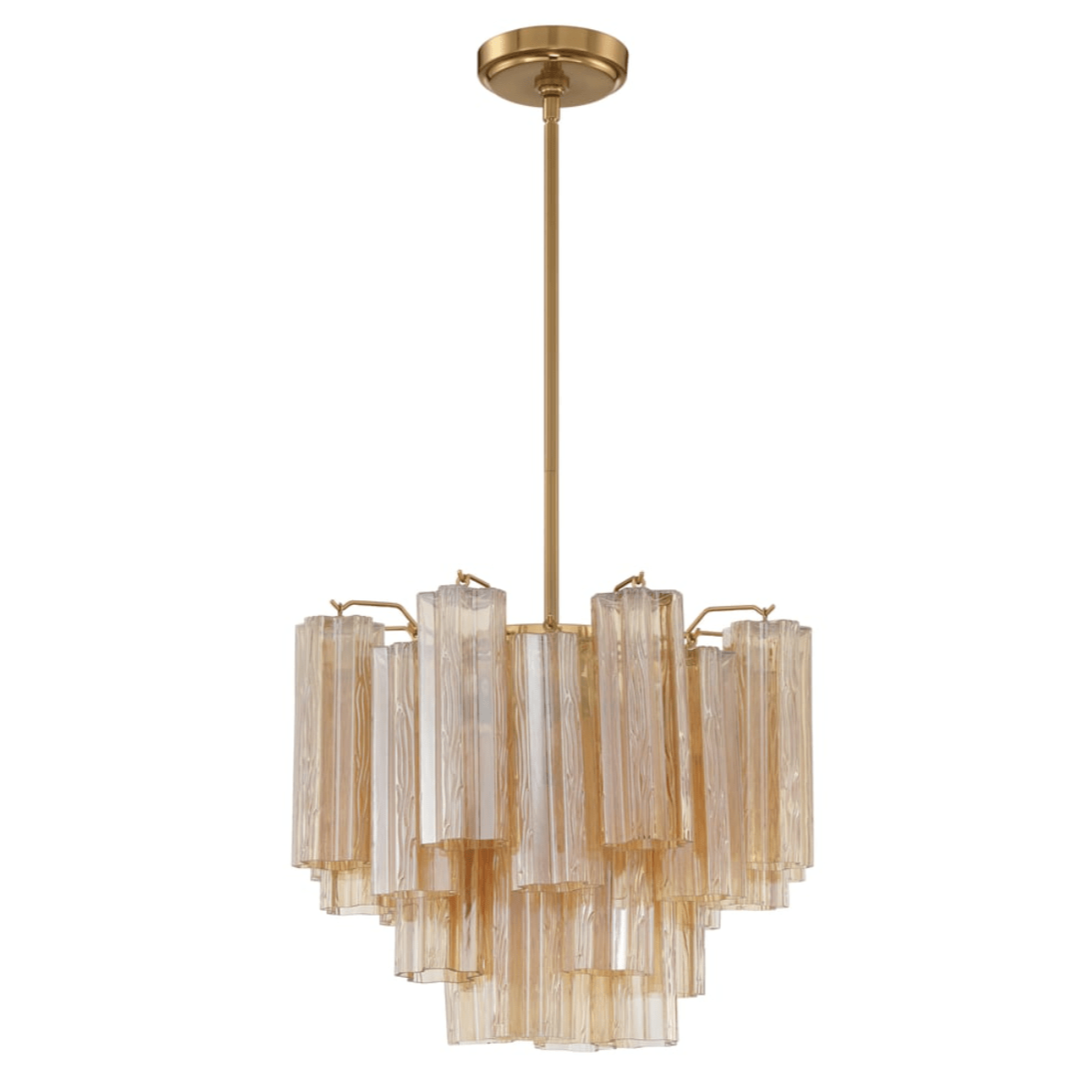 Eloria Glass Chandelier – Modern Fluted Glass Pendant Light, Gold Finish