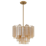Eloria Glass Chandelier – Modern Fluted Glass Pendant Light, Gold Finish