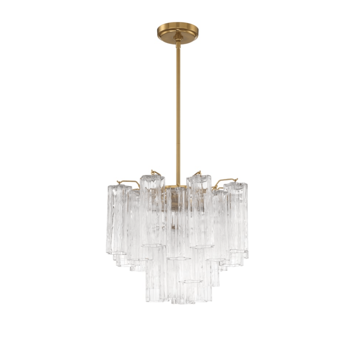 Eloria Glass Chandelier – Modern Fluted Glass Pendant Light, Gold Finish