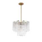 Eloria Glass Chandelier – Modern Fluted Glass Pendant Light, Gold Finish