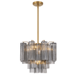 Eloria Glass Chandelier – Modern Fluted Glass Pendant Light, Gold Finish