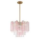 Eloria Glass Chandelier – Modern Fluted Glass Pendant Light, Gold Finish
