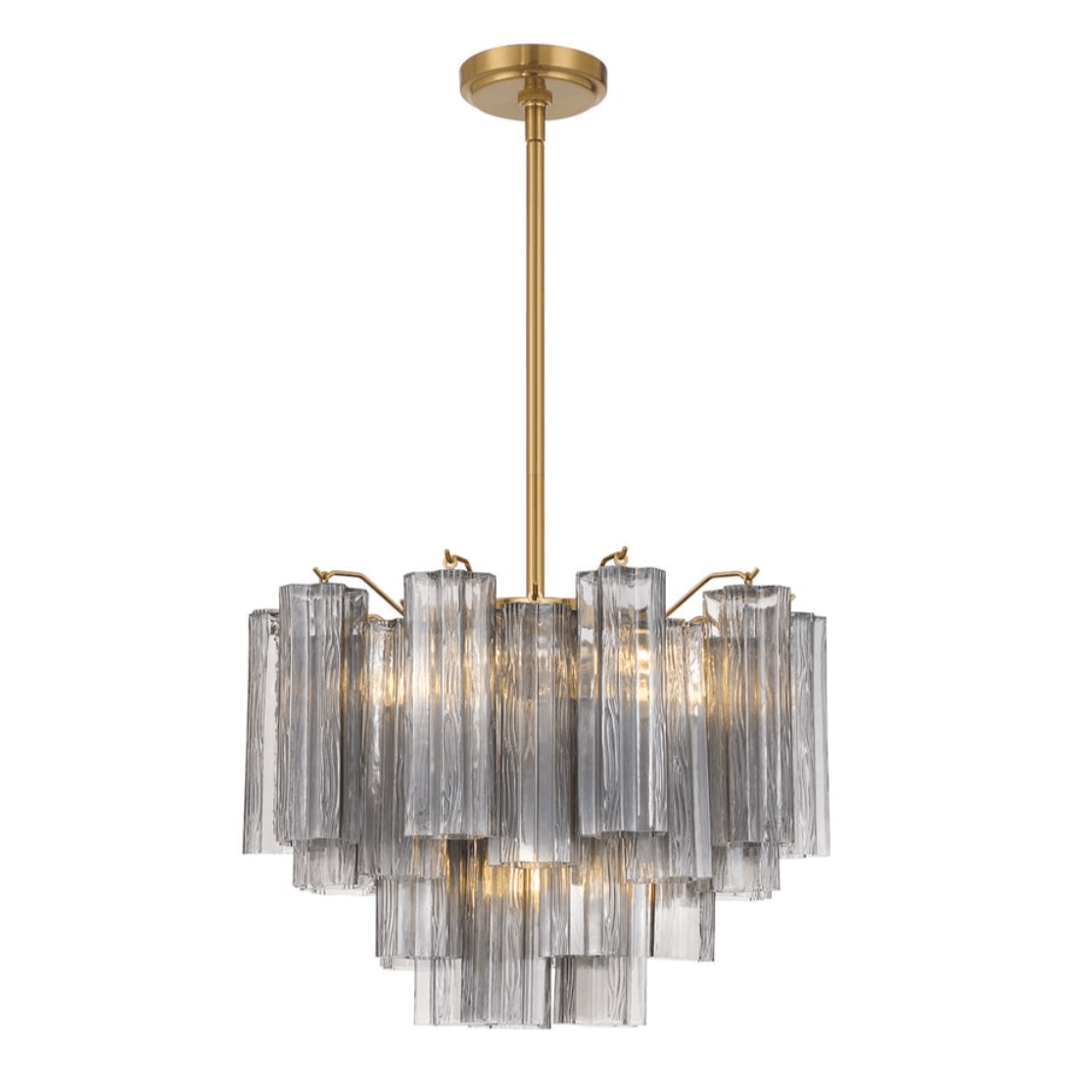 Eloria Glass Chandelier – Modern Fluted Glass Pendant Light, Gold Finish