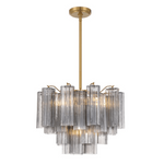 Eloria Glass Chandelier – Modern Fluted Glass Pendant Light, Gold Finish