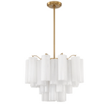 Eloria Glass Chandelier – Modern Fluted Glass Pendant Light, Gold Finish