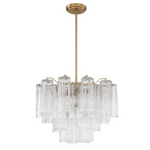 Eloria Glass Chandelier – Modern Fluted Glass Pendant Light, Gold Finish