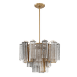 Eloria Glass Chandelier – Modern Fluted Glass Pendant Light, Gold Finish