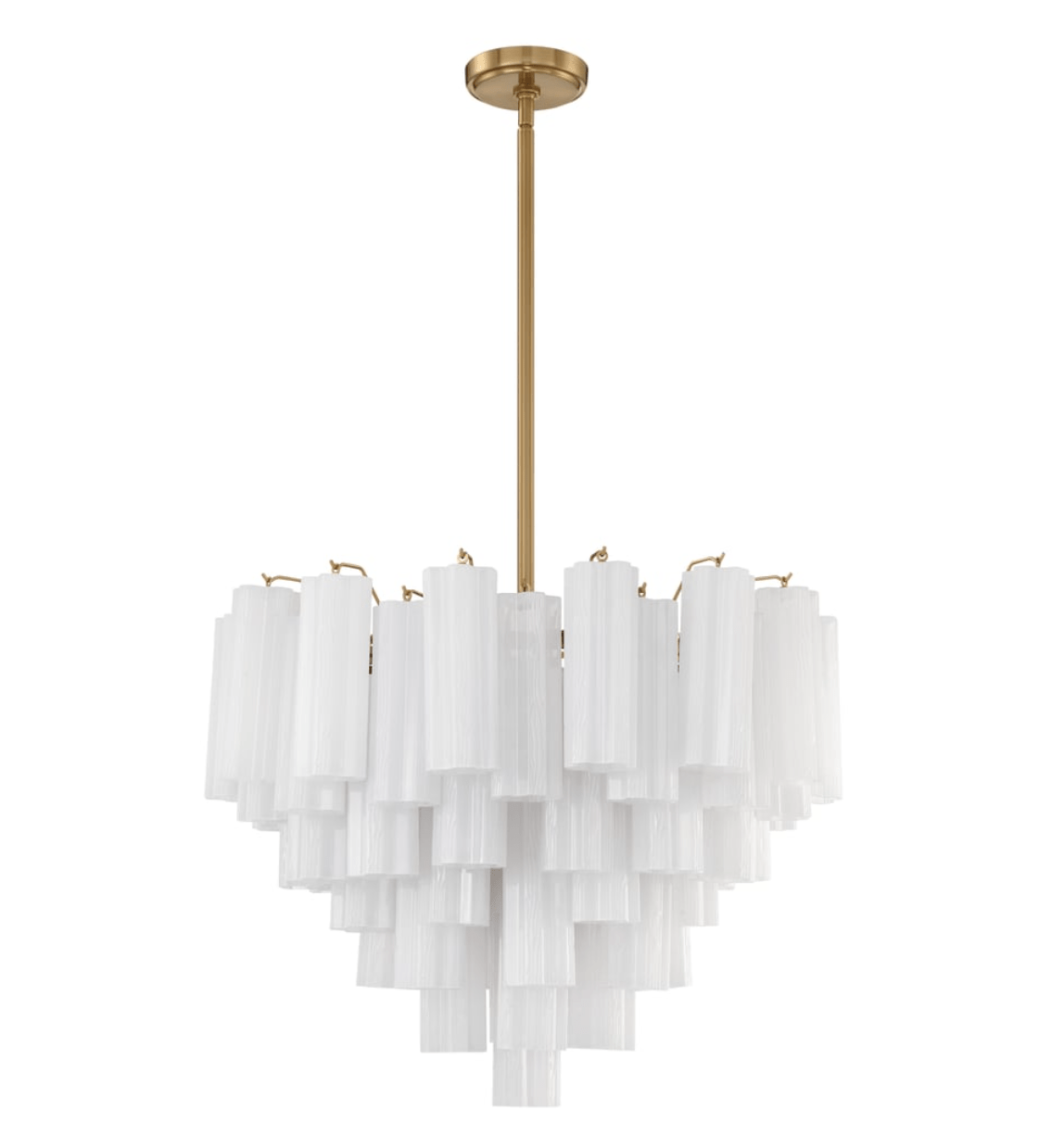 Eloria Glass Chandelier – Modern Fluted Glass Pendant Light, Gold Finish
